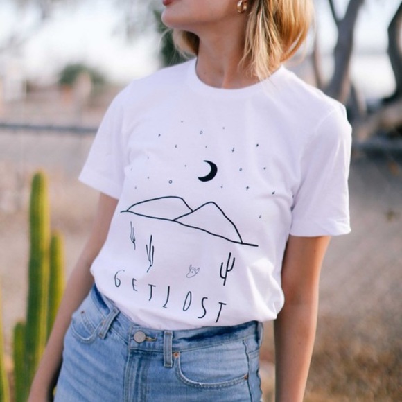 Tops - “Get Lost” in this desert oversized Tshirt - WHITE